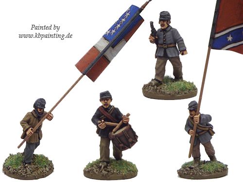 ACW Infantry Command in Jacket and Kepi Advancing