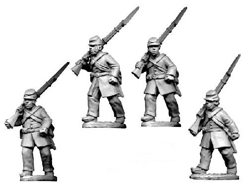 ACW Infantry in Frock Coat and Kepi Marching