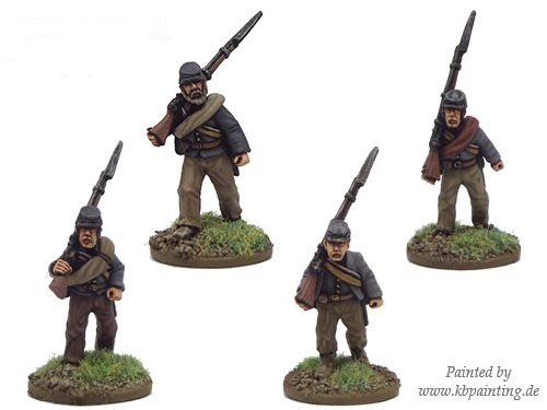 ACW Infantry in Shirt and Kepi Marching