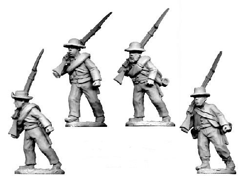 ACW Infantry in Shirt and Hat Marching