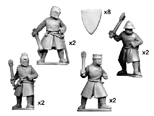 Dismounted knights with axes & maces