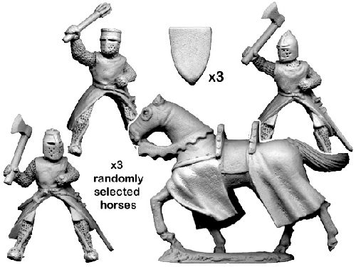 Mounted knights with axes & maces