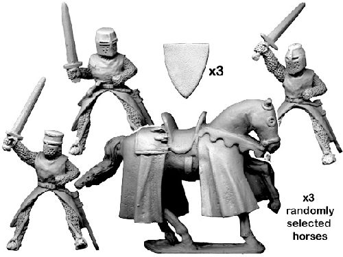 Mounted knights with swords