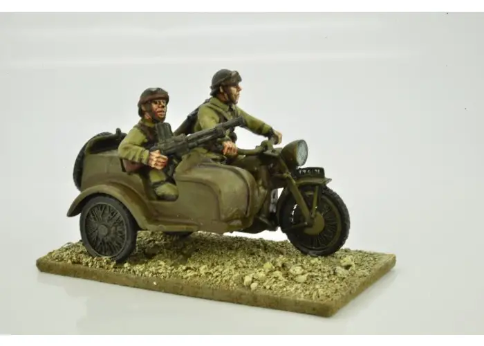 French Motorcycle and Sidecar with Riders.