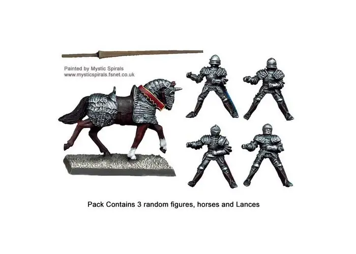 Mounted Men-at-Arms with Lances upright