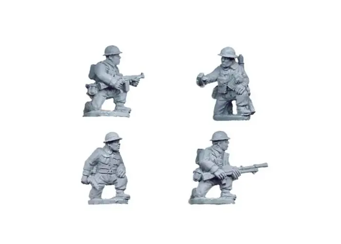 British Command and Bren Teams kneeling 