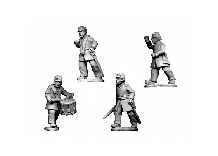 ACW Infantry Command in Frock Coat and Kepi.
