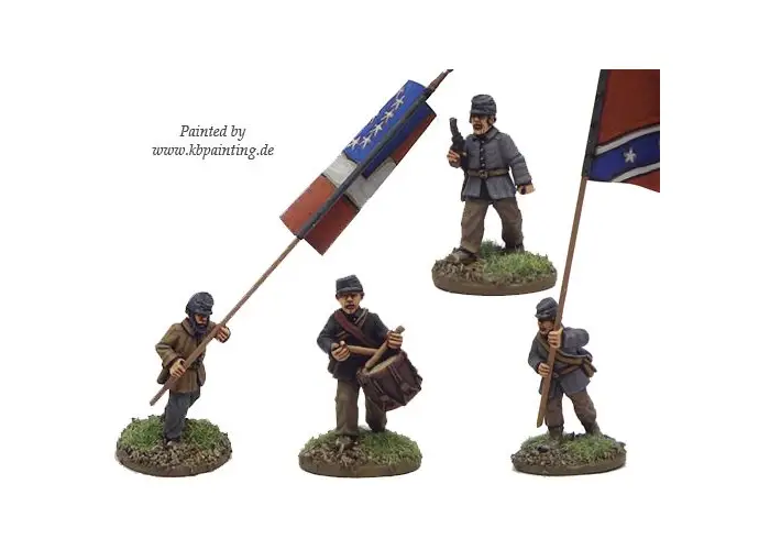 ACW Infantry Command in Jacket and Kepi Advancing