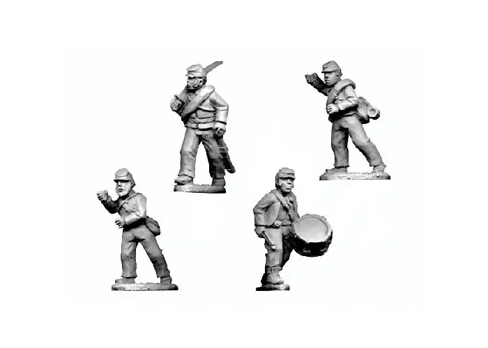 ACW Infantry Command in Shirt and Kepi Advancing