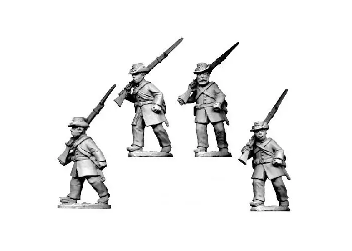 ACW Infantry in Frock Coat and Hardee Hat Marching