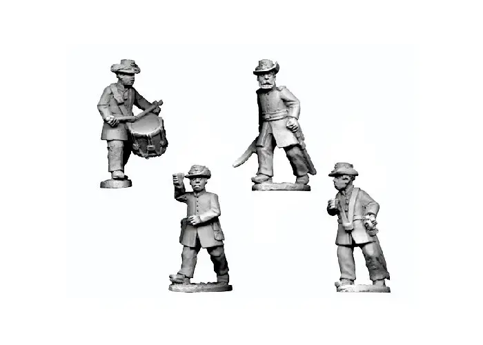 ACW Infantry in Frock Coat and Hardee Hat Command Advancing