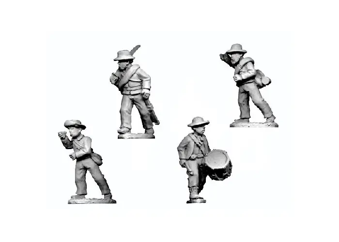 ACW Infantry in Shirt and Hat Command Advancing
