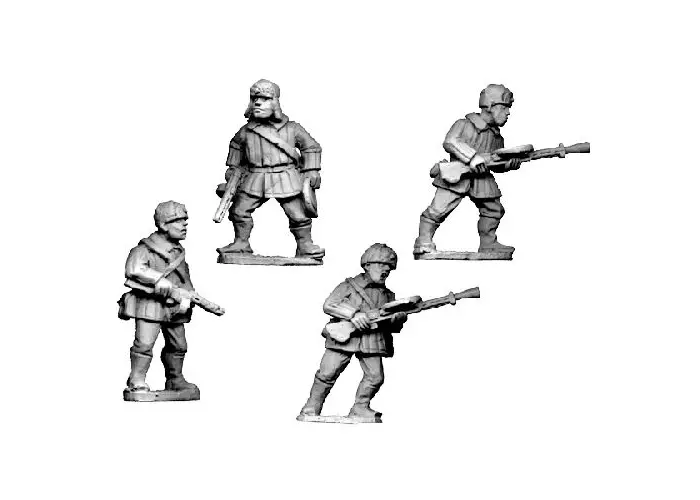 Russian LMG Teams, Winter Uniform with fur hats.