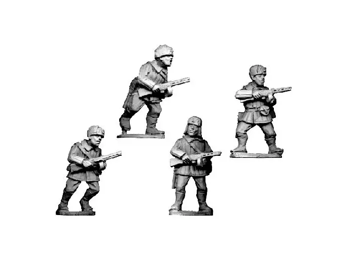 Russians in winter uniform with SMGs