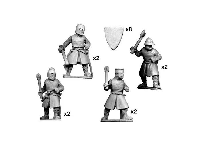 Dismounted knights with axes & maces
