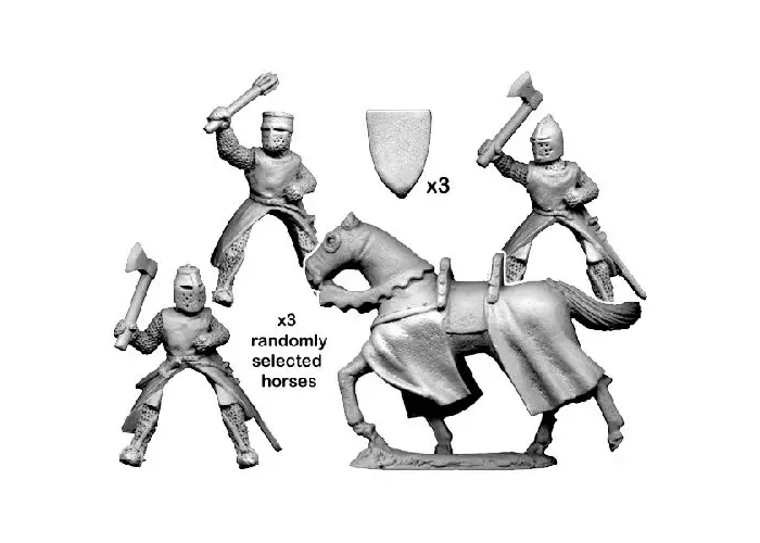Mounted knights with axes & maces
