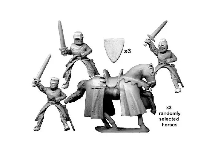 Mounted knights with swords
